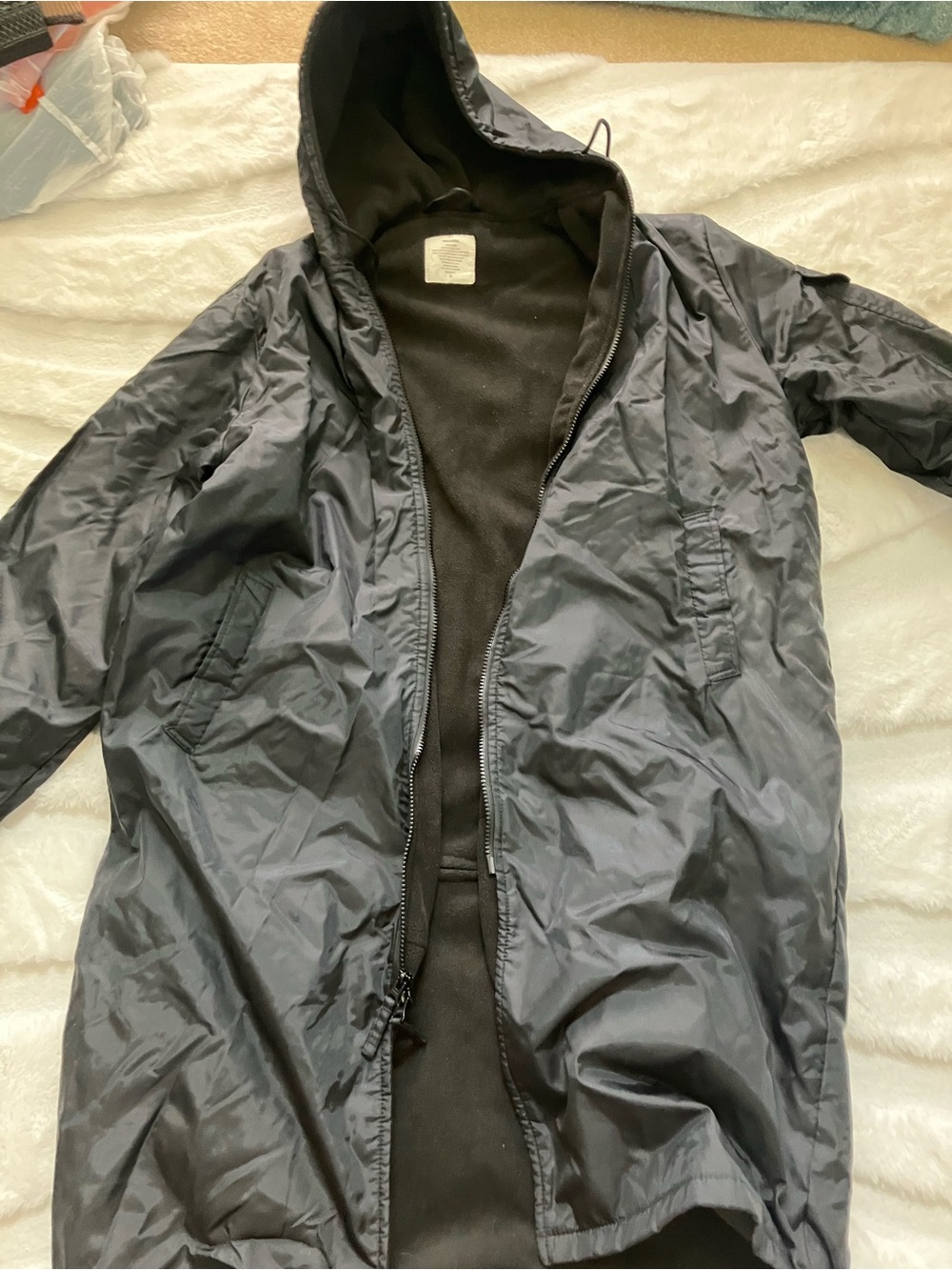 Adore Dark Gray Hooded swim parka  with Inner Lining/zipper
